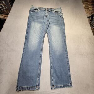 Cultura Jeans Mens 38x32 Blue Slim Straight Leg Distressed Denim Stretch